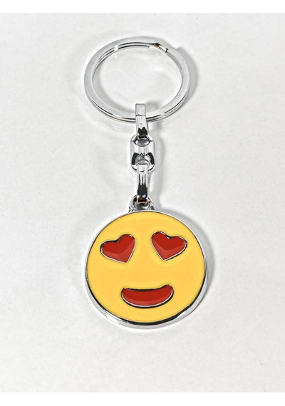Kalp Gözlü Emoji Metal Anahtarlık Sevgi Temalı Emoji Anahtarlık Çok Renkli
