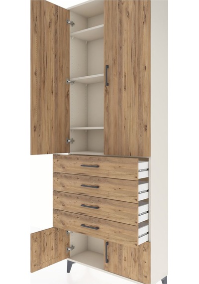 Arges Dolap 4 Raflı 4 Çekmeceli 4 Kapaklı 88x30x243 Aytaşı-çam Aytaşı