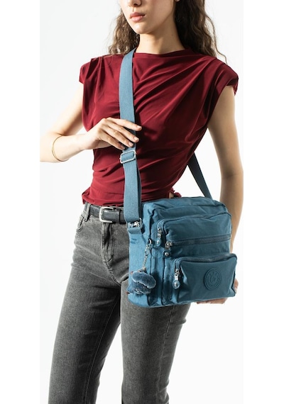 Baginn Kadın Postacı Çanta 28 32 Cm 571 Collection Klinkır Hafif Yağmur Geçirmez Klinkır Kumaş Çok Cepli Mavi
