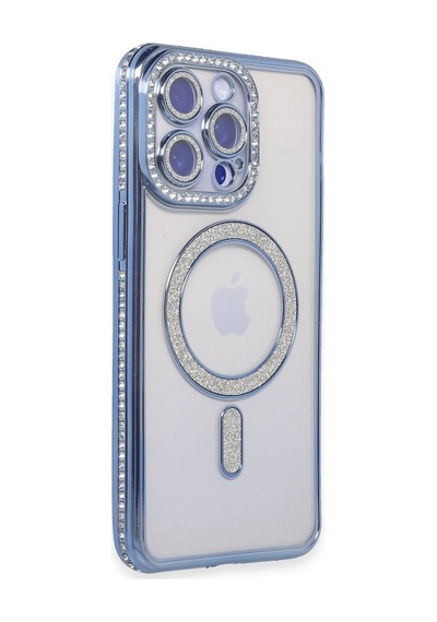 Newface - 990 - iPhone Uyumlu 14 Pro Max Kılıf Joke Simli Magneticsafe Kılıf - Csmo-tex - - Mavi
