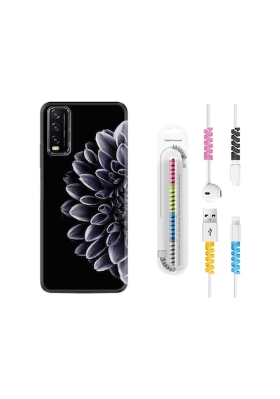 Vivo Y20S Kılıf Kablo Koruyuculu Çiçekler 1639