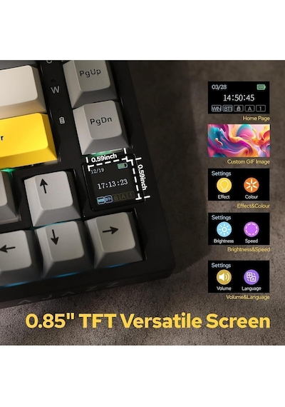 Ak820 Pro Mekanik Oyun Klavyesi,3 Modlu Tft Renkli Ekran Ve Cnc Düğmeli 81 Tuş,rgb Aydınlatma