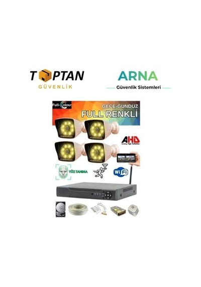 4 Kameralı Güvenlik Seti - 5mp Sony Lensli Full Hd Gece Renkli Görüşlü Güvenlik Kamerası Sistemi Cepten Izle