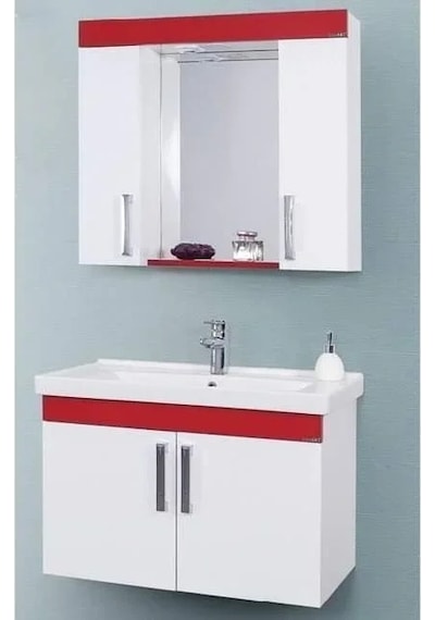 80 Cm Mdf Kırmızı Banyo Dolabı Mdf Siyah 80 Cm Mdf Kırmızı Banyo Dolabı Mdf Siyah