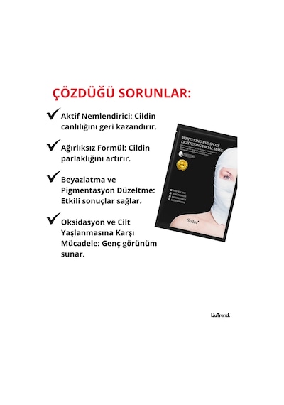 Sudee Whitening And Spots Lightening Facial Mask 30 Ml 5 Ad Lekelerini Açmak İçin Kumaş Maske