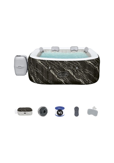 Lay-z-spa 6001f Hollywood Energy-efficient Luxe Airjet Şişme Spa Havuzu, Led Işıklı, 4-6 Kişilik Siyah