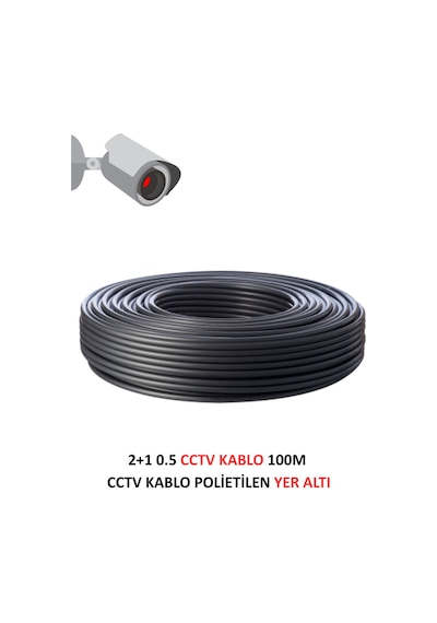 Fury 2+1 0.5mm Polietilen Yer Altı Cctv Kablo Güvenlik Kamera Kablosu 100m