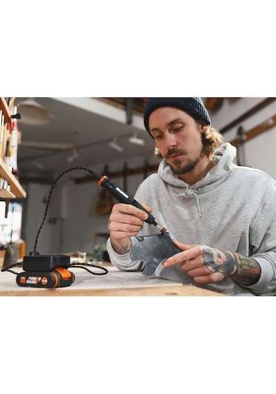 Worx WX739.9 Makerx 20V Kömürsüz Profesyonel Solo Gravür Makinesi + 19 Parça Aksesuar Seti