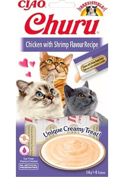 Ciao Churu Cream Tavuklu Ve Karidesli Kedi Ödül Kreması 4 X 14 Gr