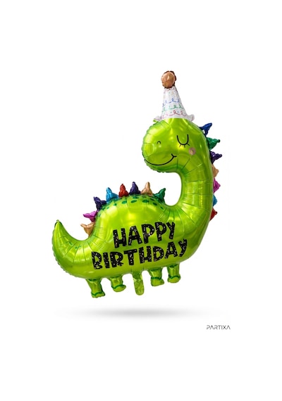 Happy Birthday Yeşil Dinozor Folyo Balon Çocuk Doğum Günü Parti Süsü 80x77 Cm Çok Renkli