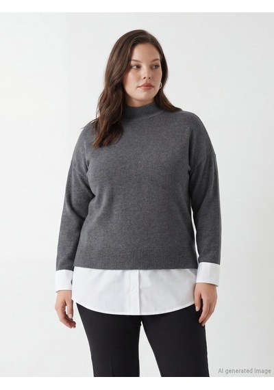 Lcwaıkıkı Classic Antrasit Soft Touch Oversize Kadın Sweatshirt Tunik