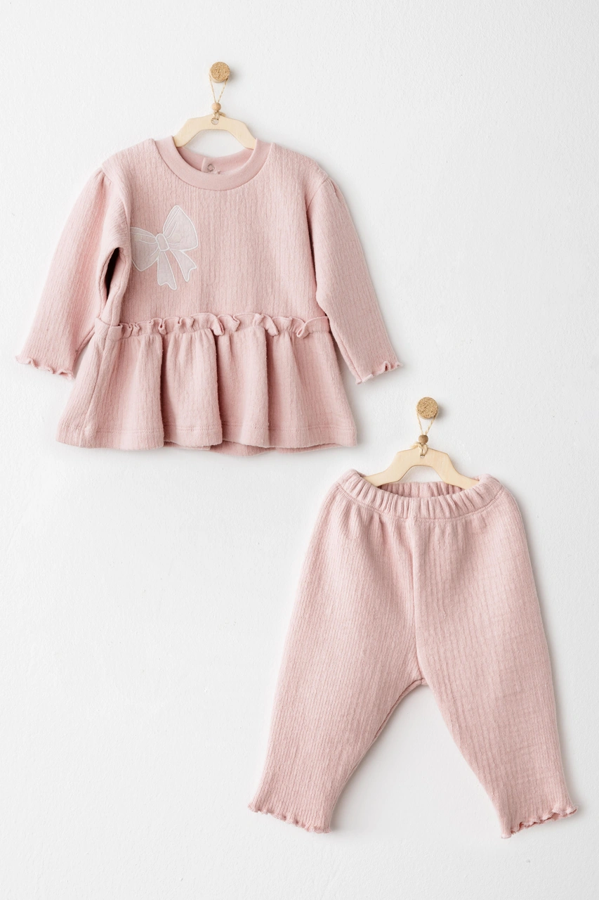 Andywawa Kız Bebek Takım 2 Parça Set Casual Ac26204 Pembe