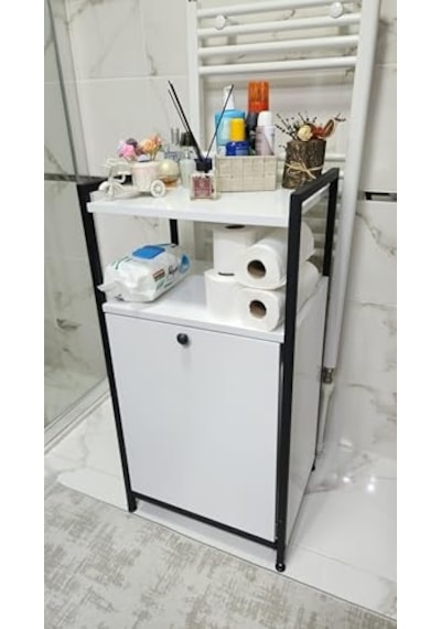 Kirli Çamaşır Sepeti Organizeri Yıkanabilir Kumaş Raflı, Mobilya, 100 50 40 Cm / 90 L Beyaz Açık Bej