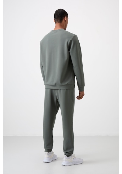 Tommy Life Haki - Haki Pamuklu Kalın Yumuşak Dokulu Comfort Fit Baskılı Erkek Eşofman Takım - 85253 Haki