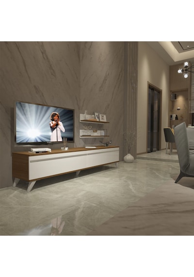 Decoraktiv Eko 4 Mdf Std Retro Tv Ünitesi Tv Sehpası Ceviz - Beyaz