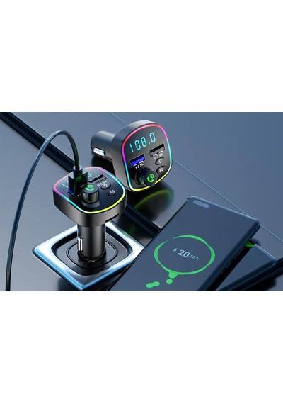 Ga03 Rgb Renkli Fm Transmitter Mp3 Çalar Bluetooth 5.3 Çakmaklık Hızlı Şarj Aleti Rgb Led Işıklı Bt 5.0
