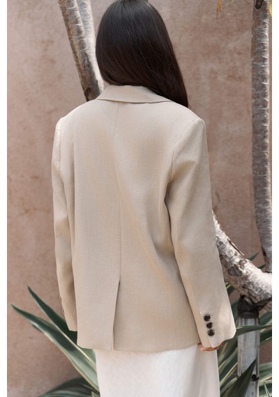Mai Studios Co. Brenna Bej Keten Blazer Bej