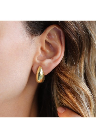 Bottega Damla Gold Kaplama Gümüş Küpe Gümüş