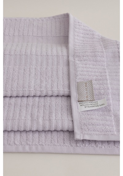 Ivory Lila Bordürlü Mikro Fiber %100 Pamuk 2li Banyo Havlusu Seti Lila