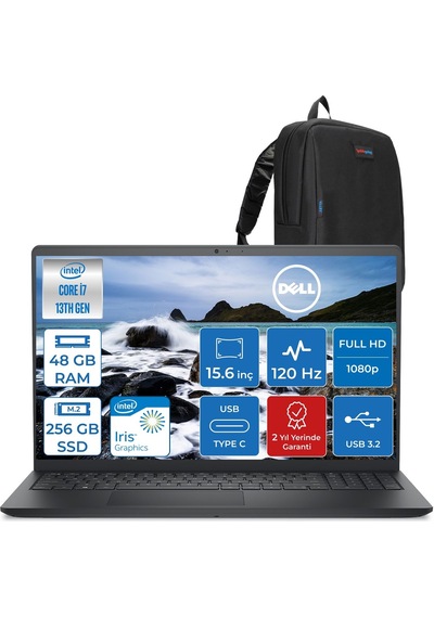 Dell Vostro 3530 N1601PVNB3530F16 i7-1355U 48 GB 256 GB SSD 15.6" Dos Dizüstü Bilgisayar + Zetta Çanta