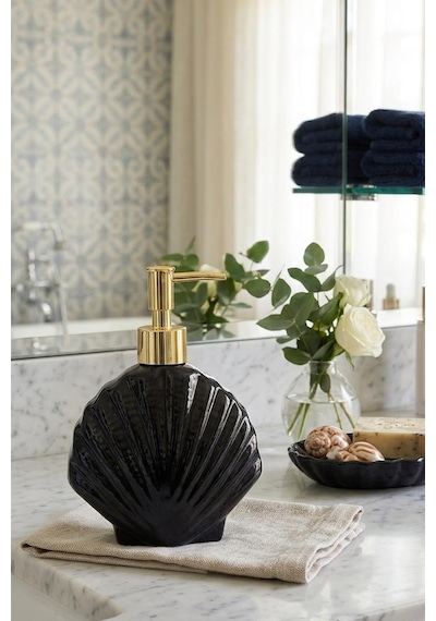 Stoneware Sıvı Sabunluk İstiridye Siyah 40266