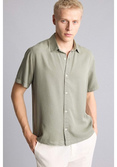 Defacto Regular Fıt Tencel Kısa Kollu Gömlek E2530ax26smkh422 Haki-kh422