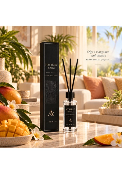 Premium Oda Kokusu Bambu Çubuklu Beyaz Şişe 100 Ml Mango