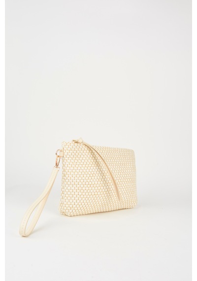 Vivaq Kadın Bellis Hasır Krem Astarlı Suni Deri Bilek Askılı Portföy El Ve Clutch Çanta