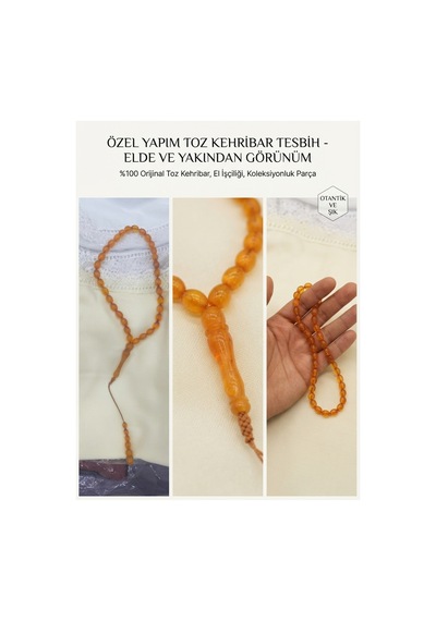 Kalite Ateş Kehribar Efektli Toz Kehribar Tesbih Sarı Sarı