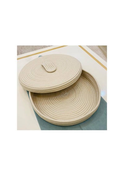 Doğal,jüt,hasır,35x35 Kapaklı Desenli,sepet,dolap Içi,çocuk Odası,düzenleyici,ekmek Sepeti Krem Krem