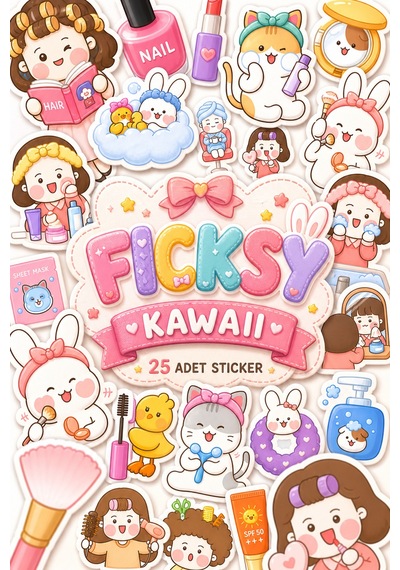 Kawaii Güzellik Temalı Sticker Seti - 25 Adet Etiket Çıkartma Diğer