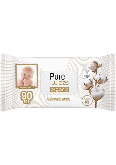 Pure Wipes Organik Pamuklu Bebek Islak Mendil 90 Adet
