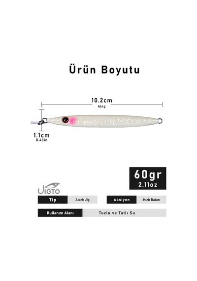 Jig, Zoka, Suni Yem, Glow Uv Metal Jig, 60gr 10cm Razor 60