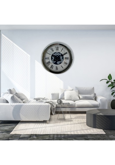 Roma Atlas Silver 60 Cm Çarklı Krom Duvar Saati