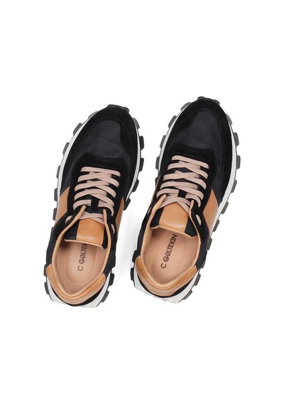 Erkek Siyah Bağcıklı Kalın Tabanlı Süet Deri Sneaker