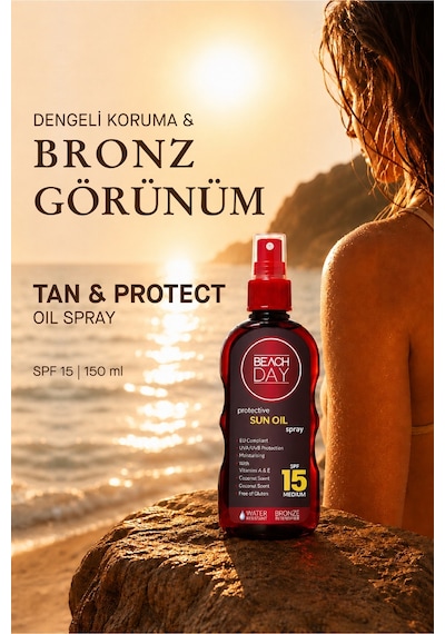 Beach Day SPF 15 Koruyucu Bronzlaştırıcı Güneş Yağı Sprey 150 ML