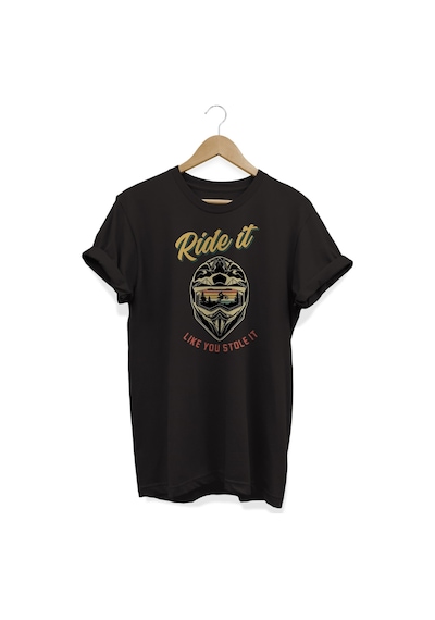 Ride It Baskılı Siyah T-shirt Siyah