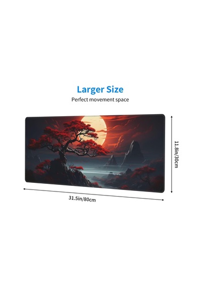 Darkness Red Moon Masa Matı Japon Mouse Pad, Büyük Kiraz Çiçeği Masa Örtüsü, Xl Anime Oyun Klavyesi Mat, Kaymaz