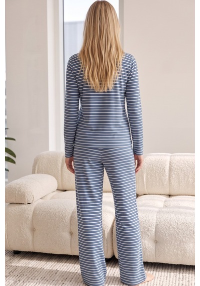 Siyah İnci Viskon Örme Pijama Takımı 26240305 Kırmızı