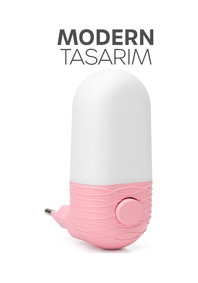 Gece Lambası Elips Tip 2 Mod Sarı-beyaz Işık Tuşlu Koridor Hol Işığı Uyuma Işığı Pembe K7064 Diğer
