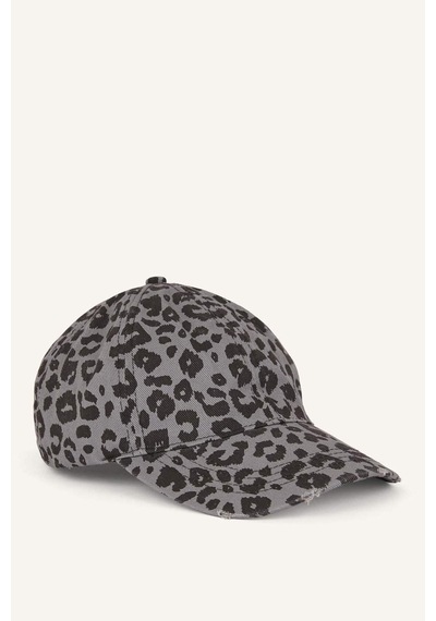 Defacto Kadın Leopar Desenli Pamuklu Cap Gri Şapka H6748ax26wngr2 Gri-gr2