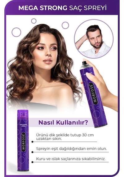 Saç Spreyi 400ml Mega Strong Mor