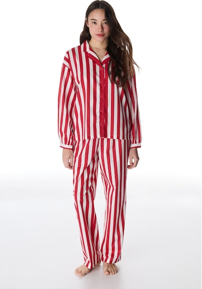 Penti Kırmızı Lucy Çizgili Pamuklu Gömlek Pantolon Pijama Takımı