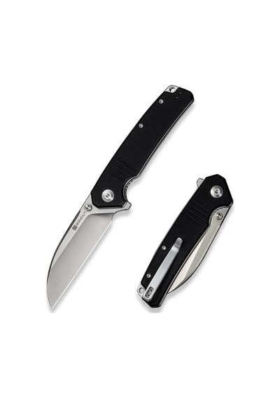 Sencut Skarnax Flipper & Thumb Stud Knife Black G10 Handle Kamp Çakı Siyah