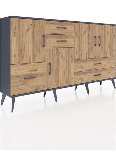 Arges Konsol 4 Raflı 5 Çekmeceli 4 Kapaklı 176x30x99 Antrasit-çam Atlas Çam - Antrasıt Arges Konsol 4 Raflı 5 Çekmeceli 4 Kapaklı 176x30x99 Antrasit-çam Atlas Çam - Antrasıt