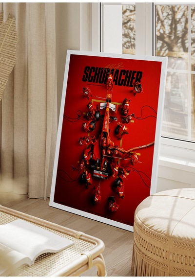 Michael Schumacher F1 Poster Tablo Beyaz Çerçeveli