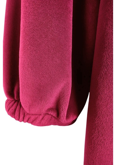 Angel&co. Girls Clothing Kadife Kız Çocuk Midi Elbise Bordo Bordo
