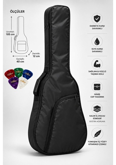 Kgc-40bk Siyah Klasik Gitar Softcase Kalın Pedli Suya Dayanıklı Gitar Kılıfı - 9010251816689