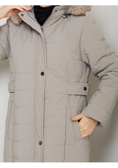 Eslemnur Nova Kumaş Şişme Mont 135cm Vizon