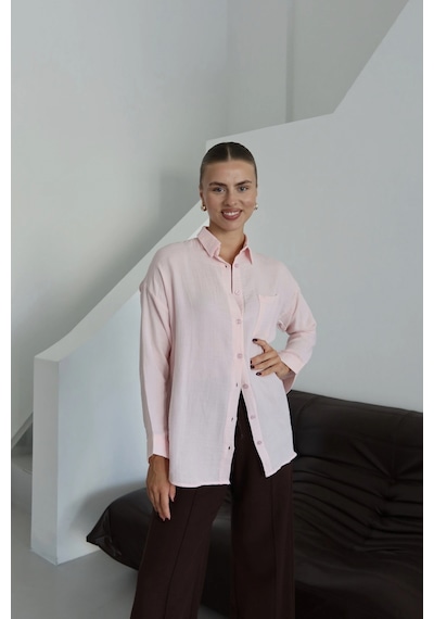 Kazax Tek Cepli Müslin Gömlek Pembe Pt Pembe